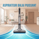 Illustration aspirateur balai puissant différents types de sols