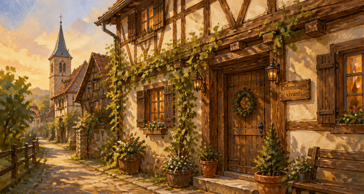 colombage maison alsacienne crépi crème
