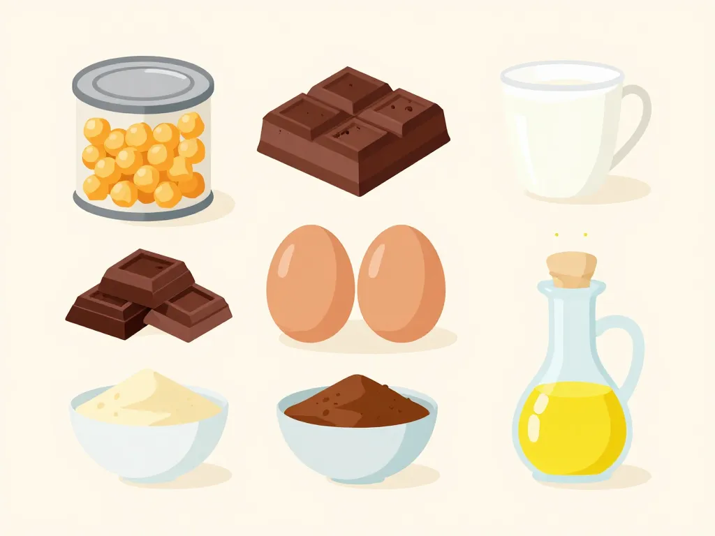 ingrédients gateau chocolat pois chiche visuel clair