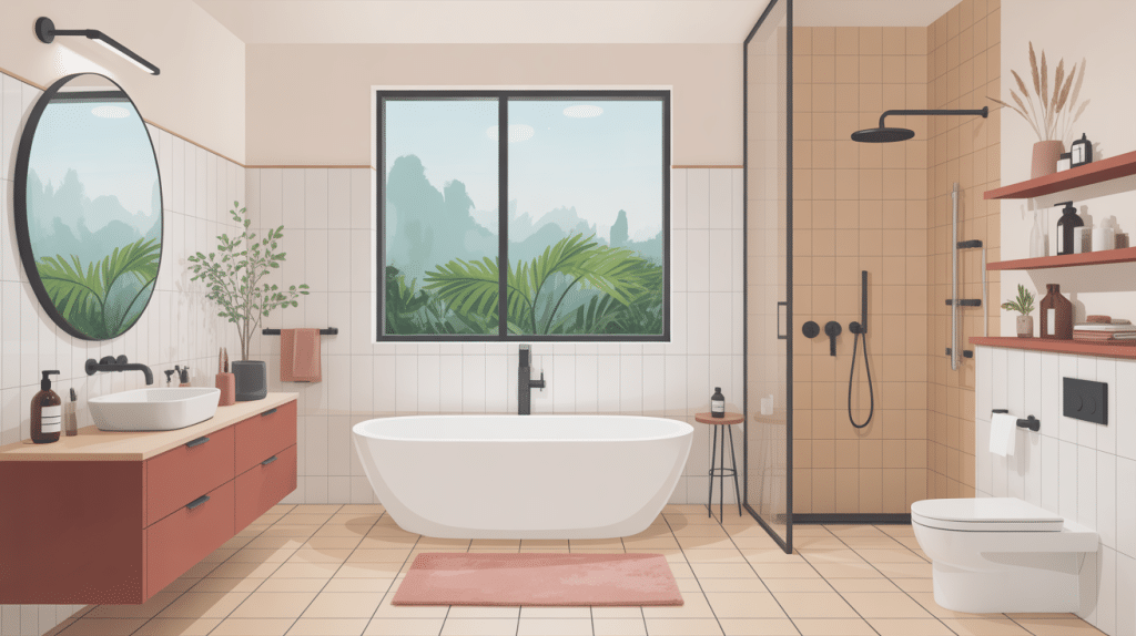 Illustration installation de salle de bain moderne épurée