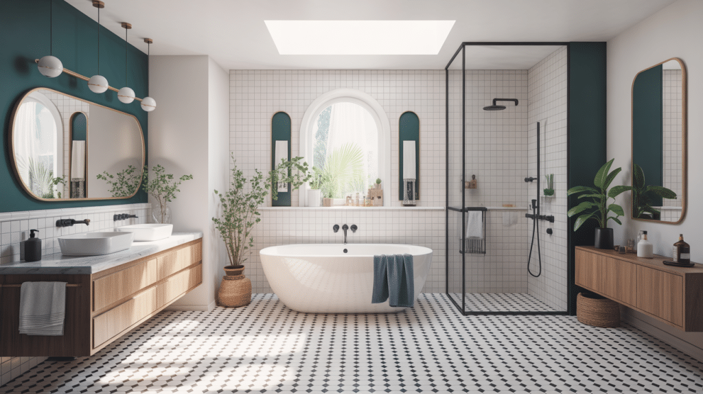 refaire salle de bain illustration moderne lumineuse