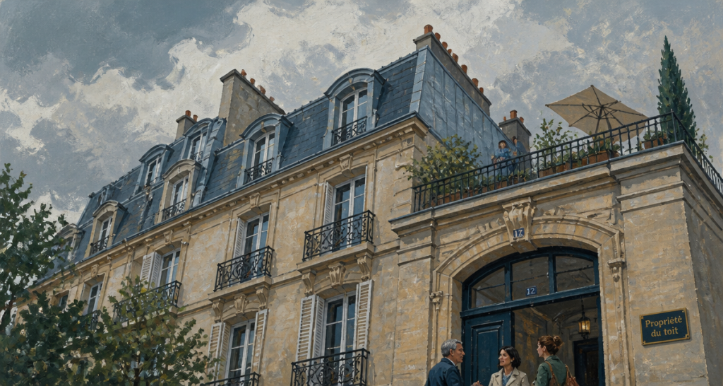 a qui appartient le toit dans une copropriété immeuble haussmannien terrasse