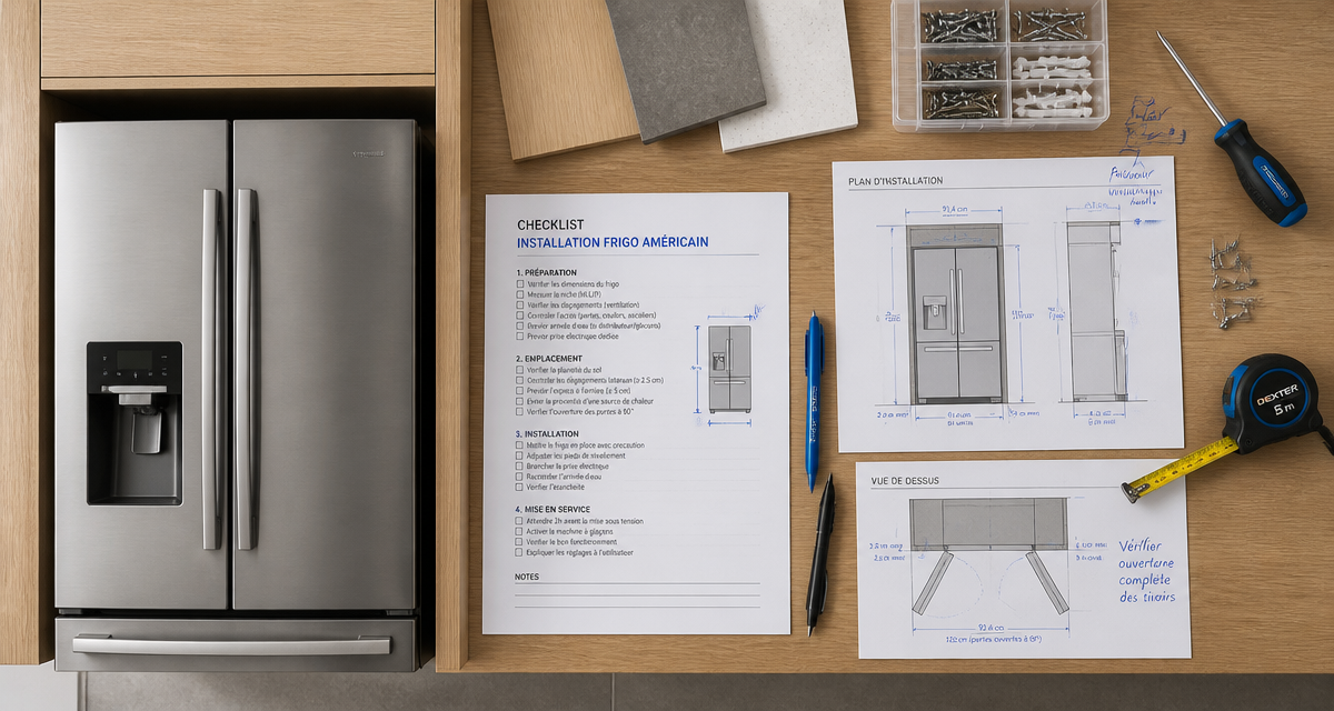 comment intégrer un frigo américain dans une cuisine, checklist et plans