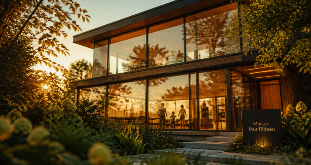 maison mur rideau façade vitrée moderne