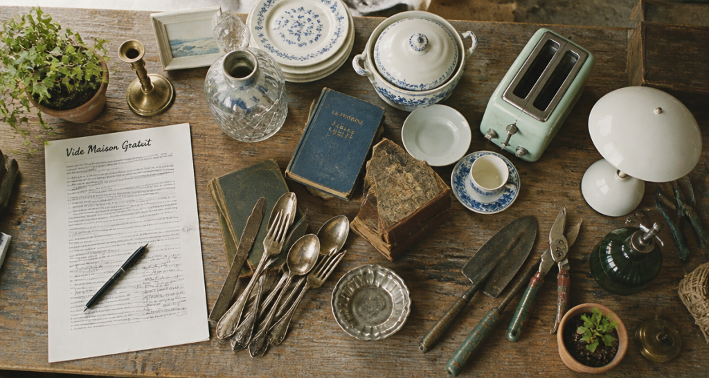 vide maison gratuit objets vintage table