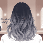 Illustration blended grey chevelure femme élégante
