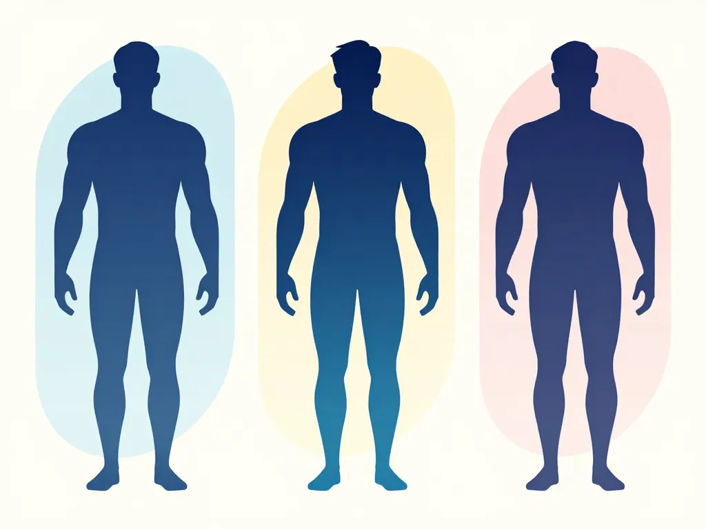 Silhouettes body homme adulte ectomorphe mésomorphe endomorphe