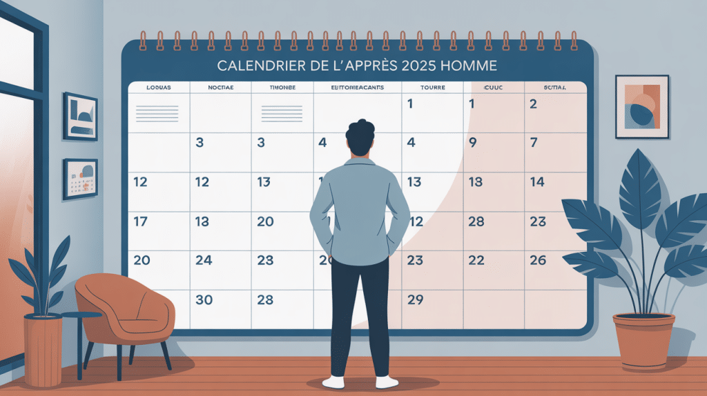 illustration calendrier de l'après 2024 homme murale motivation