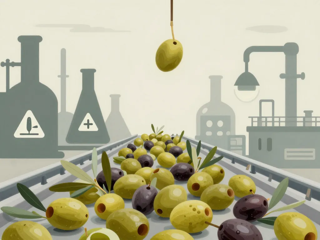 Illustration des inconvénients des olives industrielles et additifs