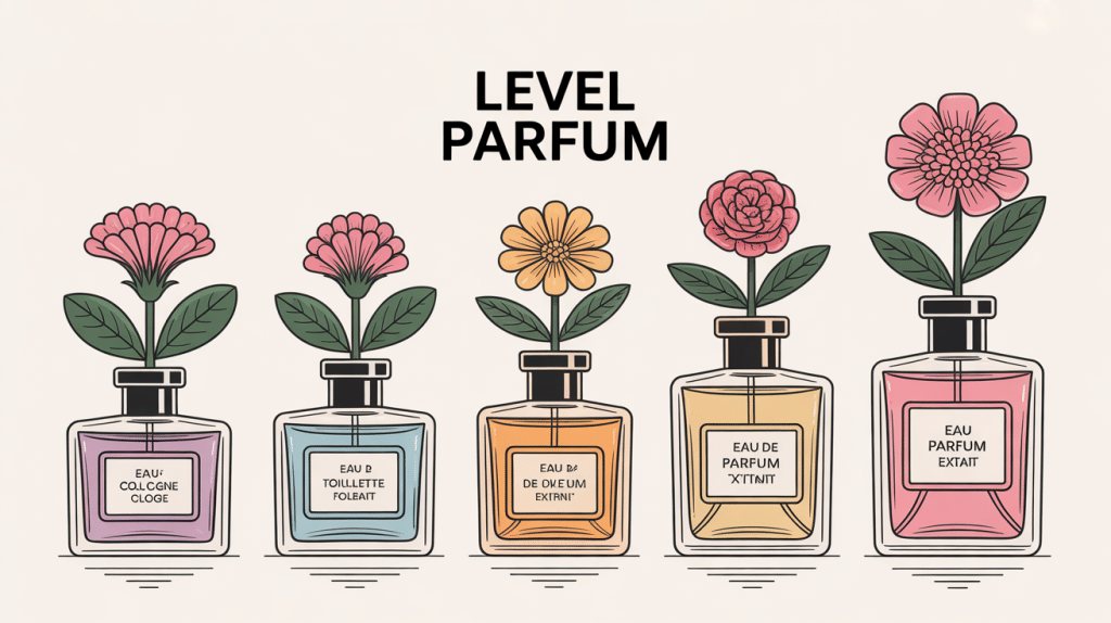 level parfum illustration flacons sur fond raffiné