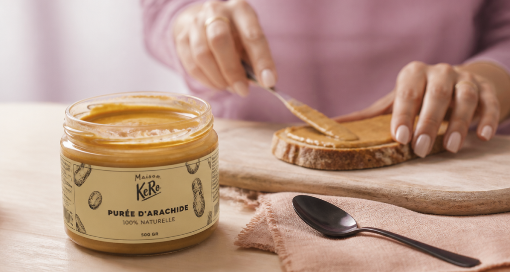 beurre de cacahuete sans sucre sur pain rustique