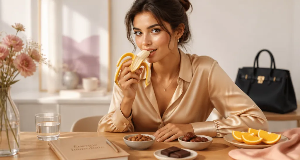 aliment qui donne de l energie rapidement femme mange banane