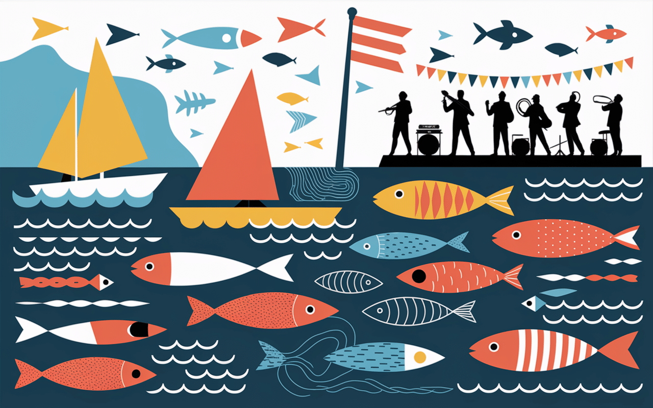 Scene d'activites ville bord de mer bretagne