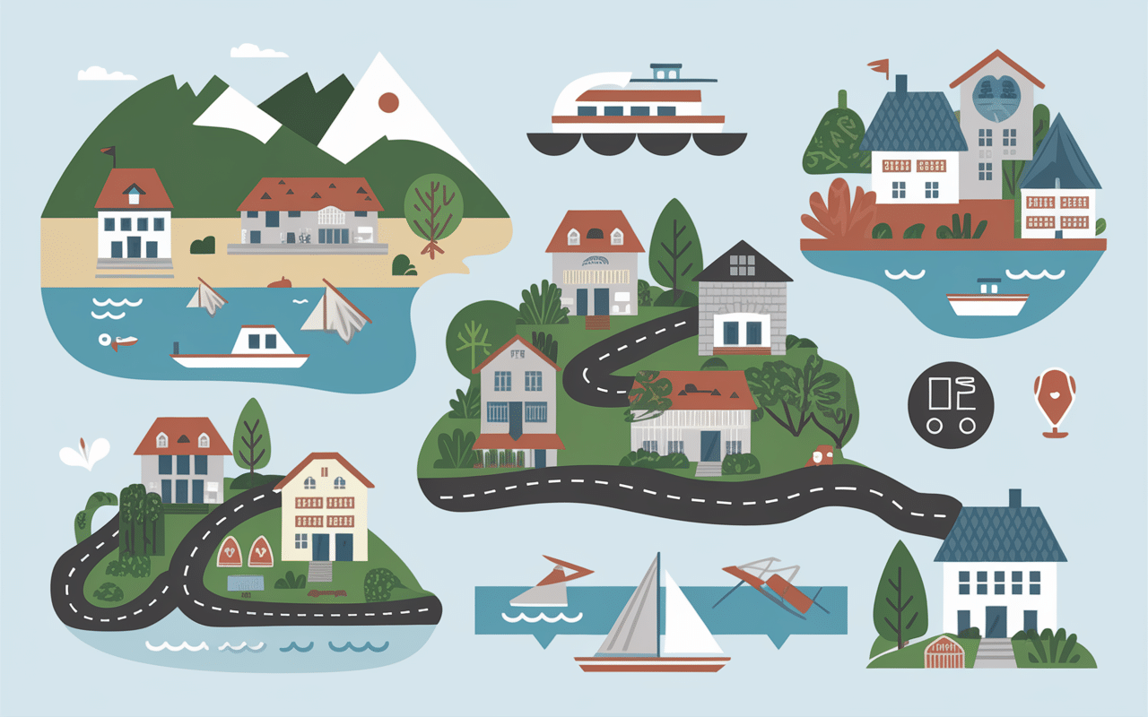 Carte des villes du pays basque côtières et intérieures