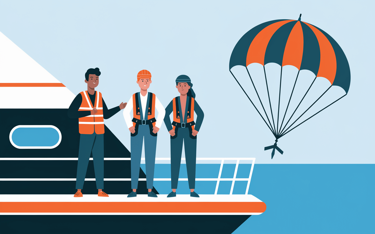 Instruction securite parachute ascensionnel sur bateau