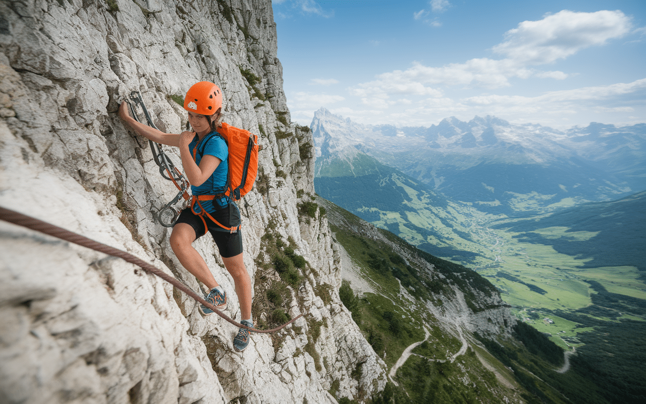 equipement complet via ferrata clecy sur fond clair