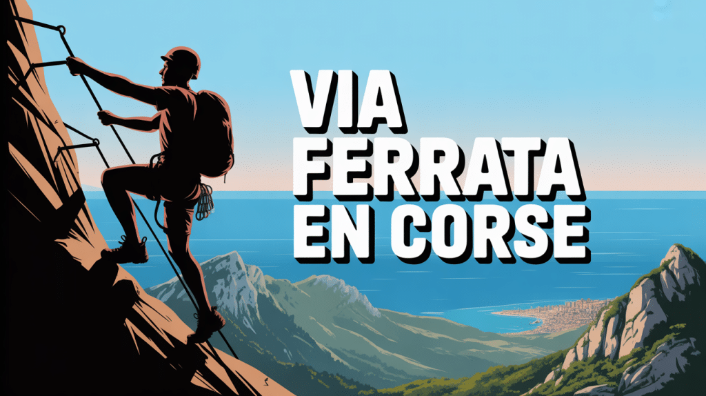 Grimpeur silhouette via ferrata corse montagne mer