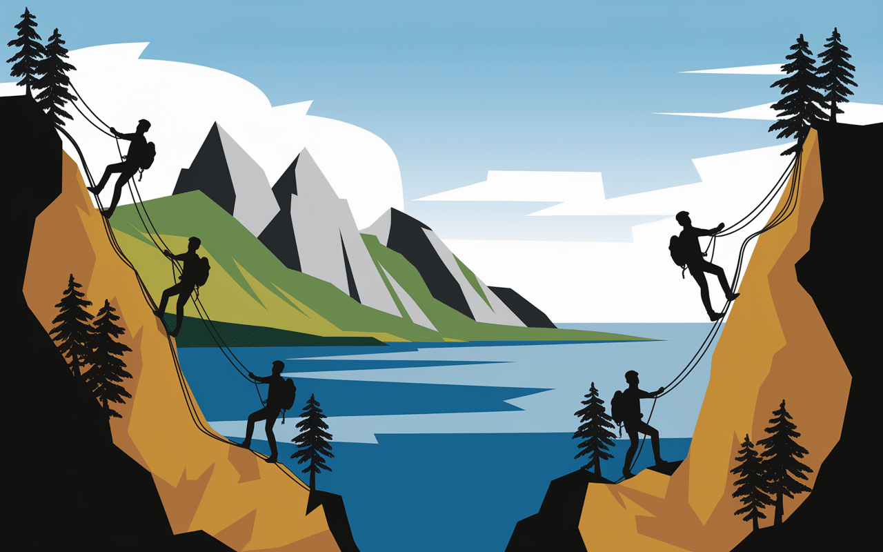 Trois parcours via ferrata corse silhouettes équipements