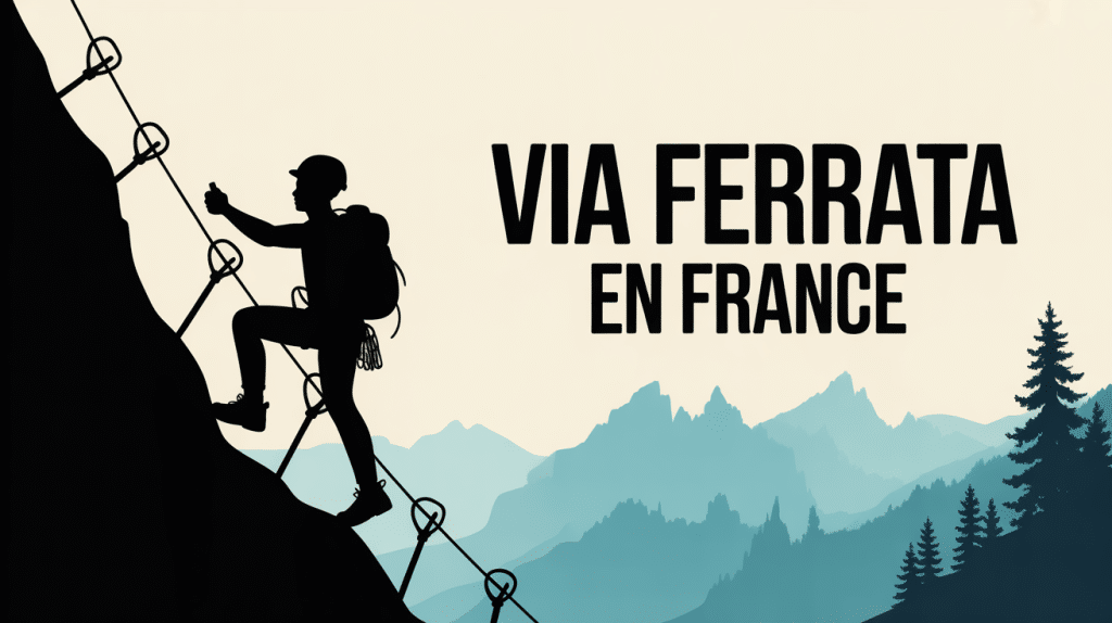 Illustration via ferrata France grimpeur silhouette montagne