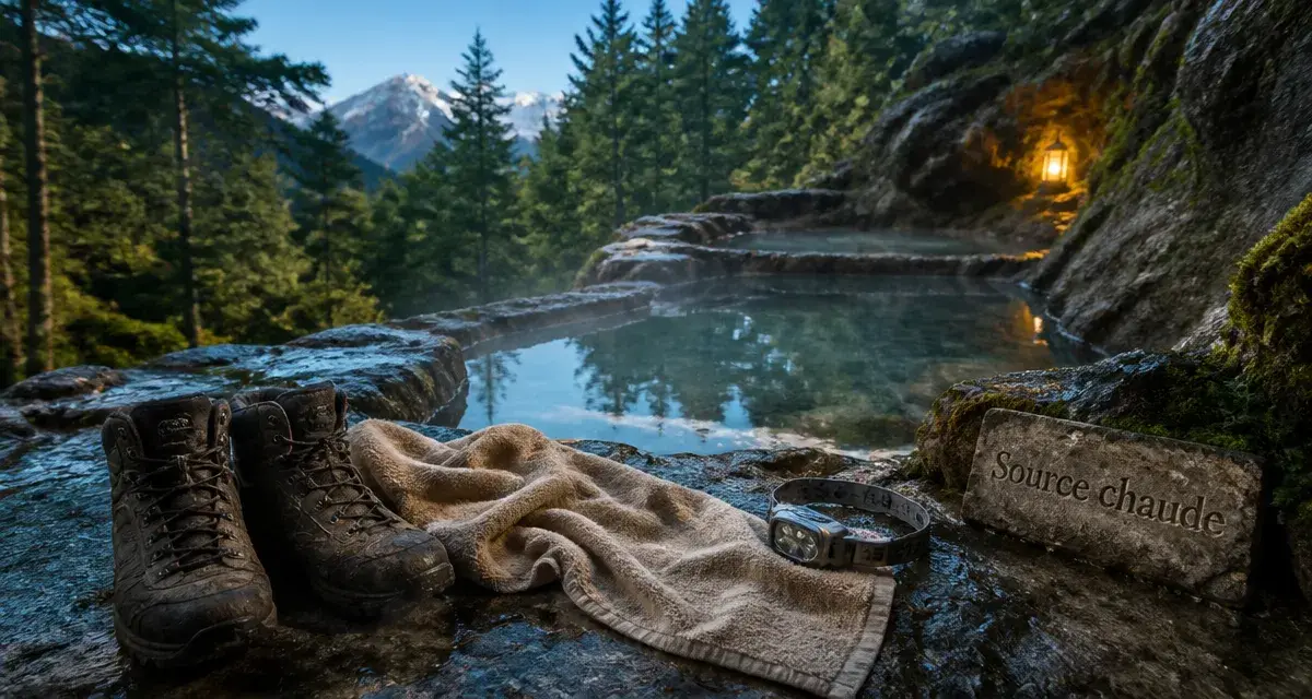 Source chaude Pyrénées gratuite, eau naturelle sauvage en montagne