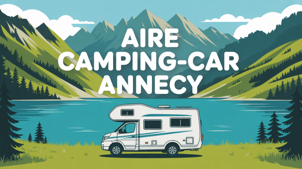 Aire pour camping car Annecy vue sur lac et montagne