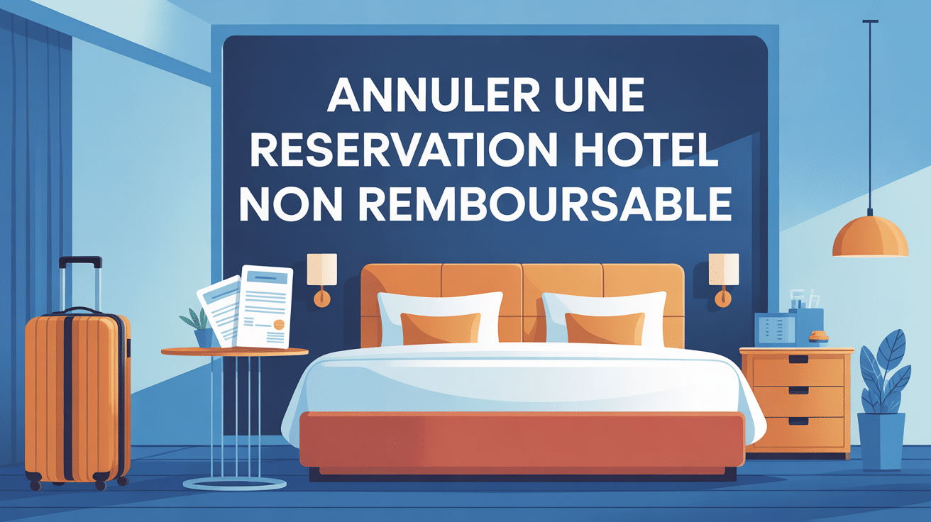 Chambre d'hôtel stylisée pour annulation hôtel non remboursable