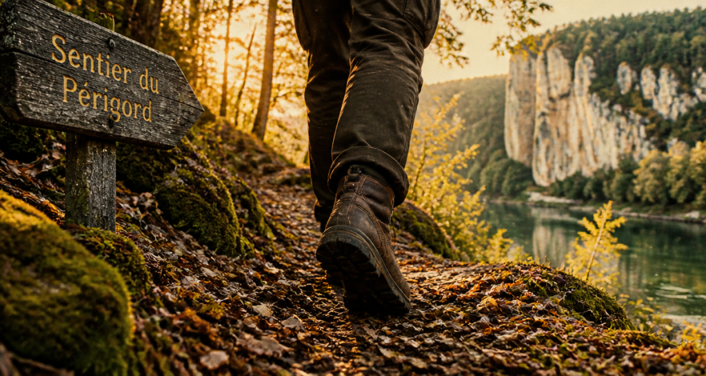 Les plus belles randonnées en Dordogne, sentier forêt Périgord au lever du soleil