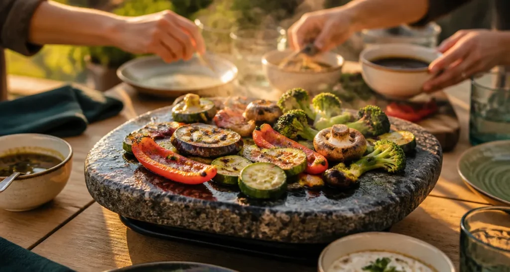 pierrade legumes légumes grillés sur pierre