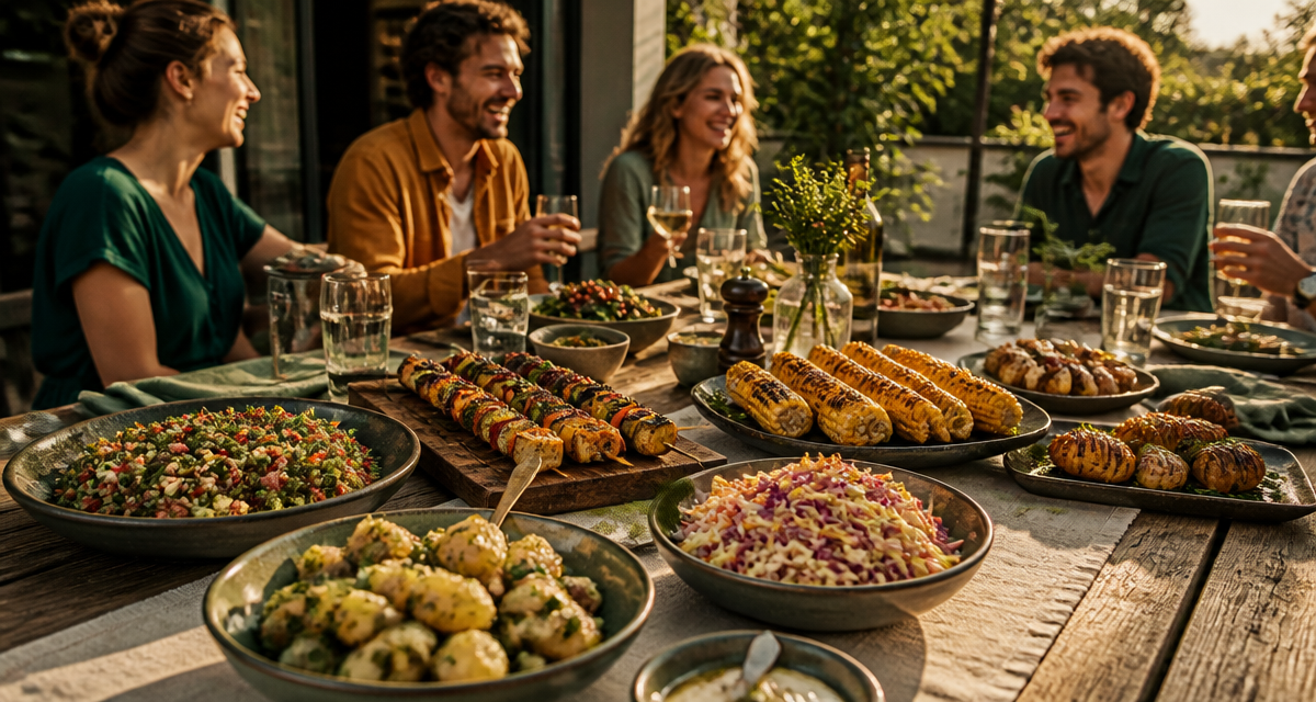 quel accompagnement avec un barbecue table conviviale salades légumes grillés