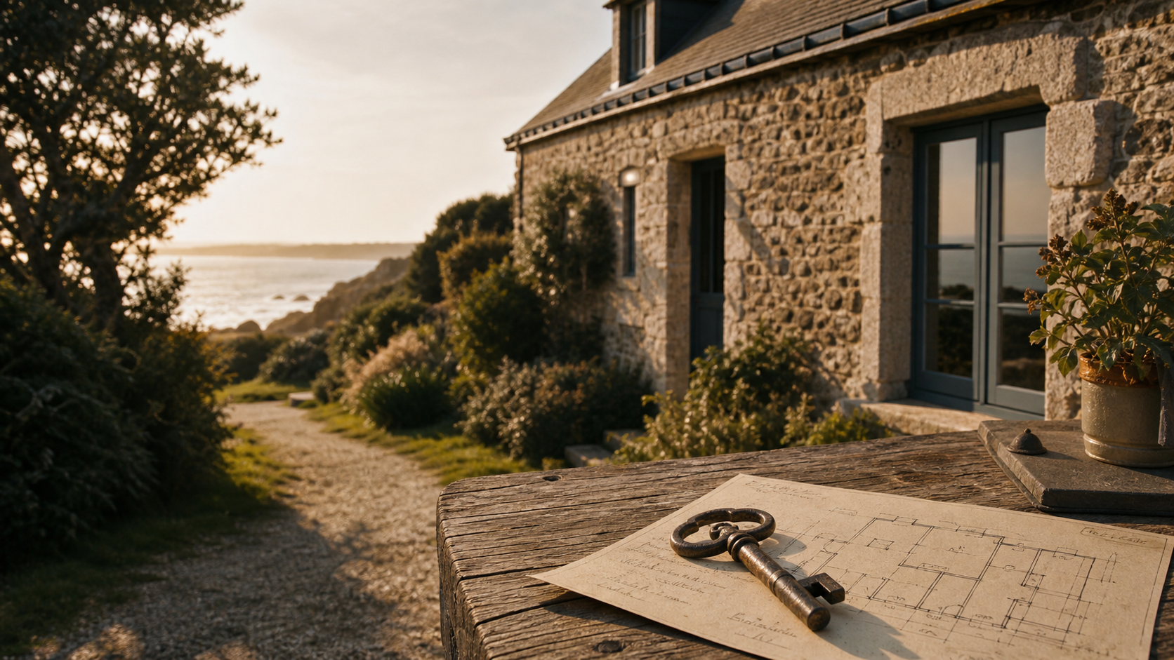 Maison en bord de mer en Bretagne avec vue mer, plage à pied