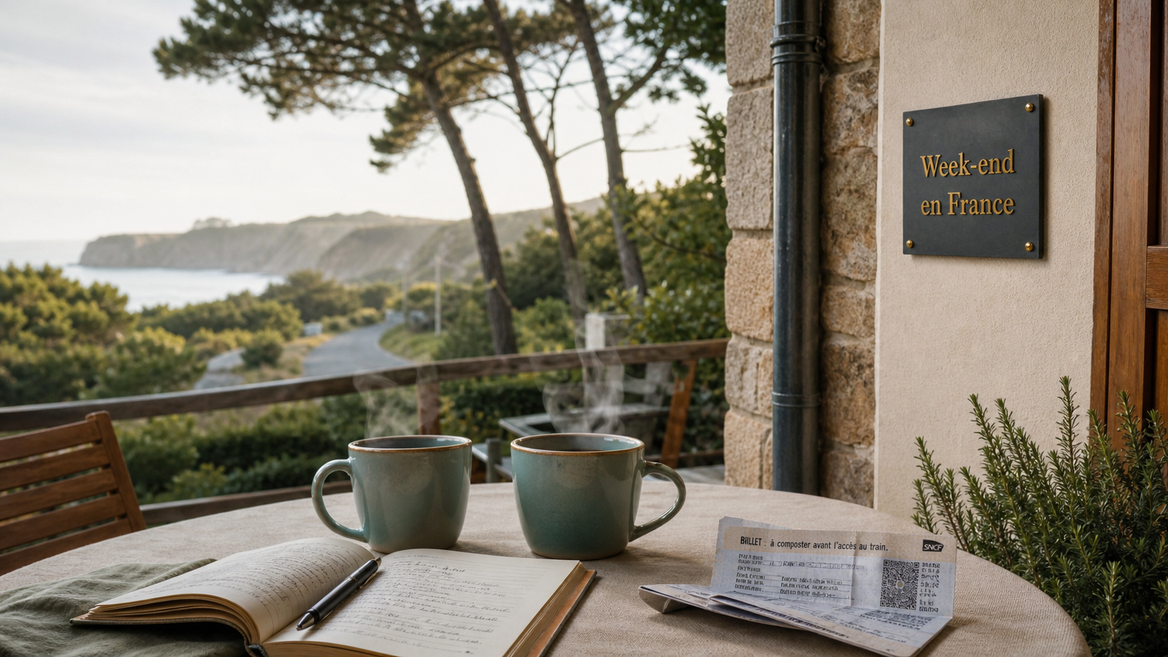 Week-end en france: idées de destinations mer, terrasse de gîte en bord de mer
