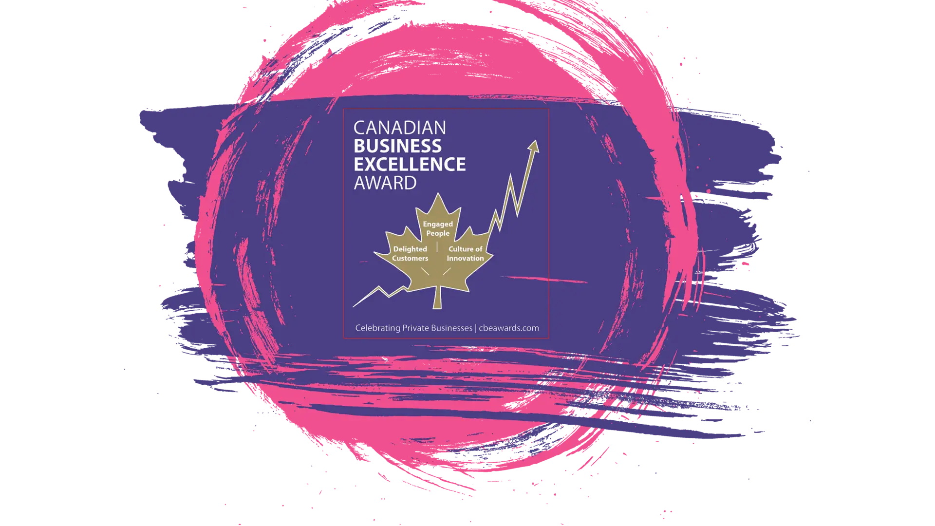 Canadian Business Excellence Award logo with a rising graph and maple leaf.