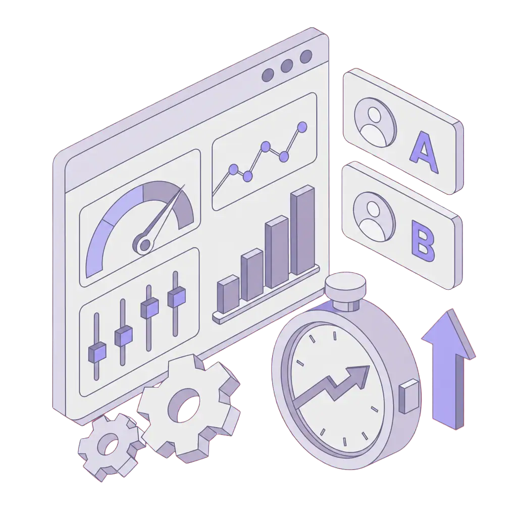 Digital analytics dashboard with graphs and gears for data reporting.