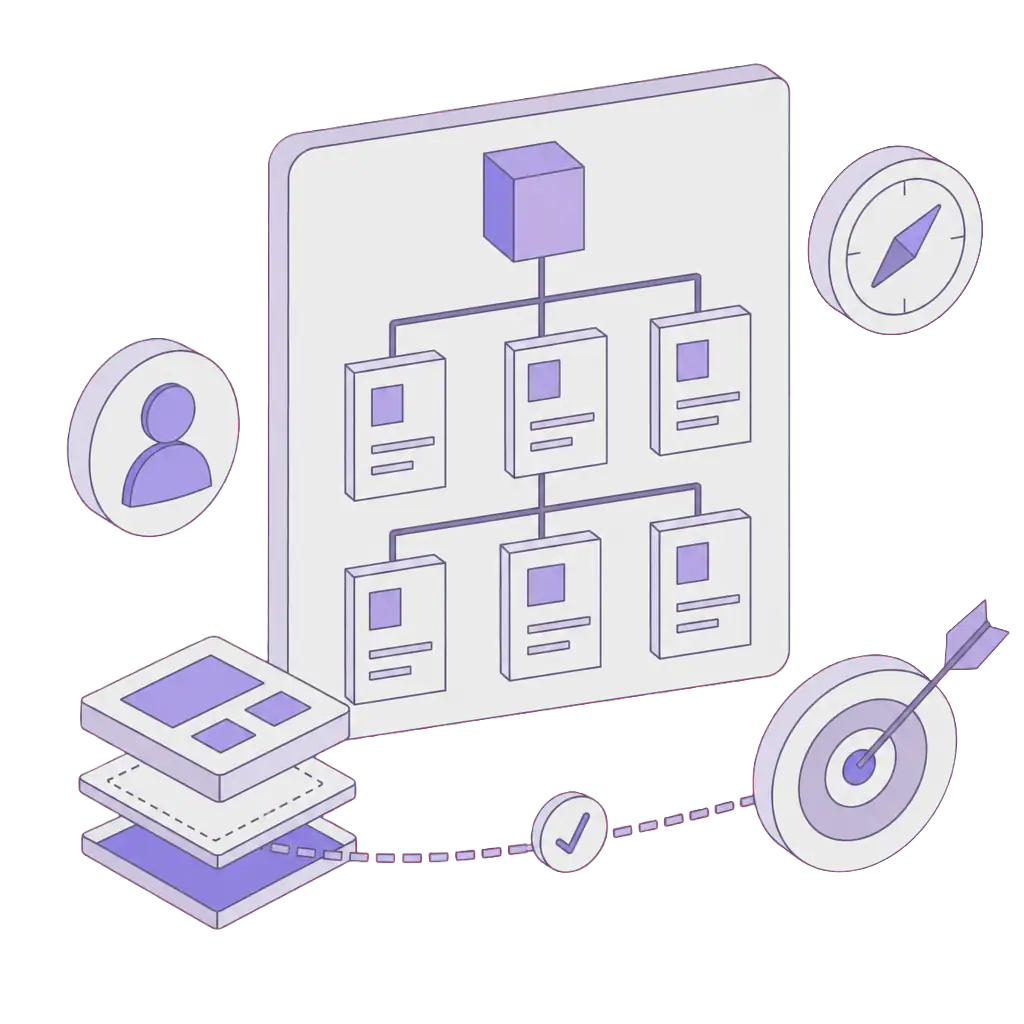 Diagram of SEO and GEO strategy with hierarchy and targeting elements.