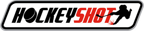 Hockey Shot logo with a silhouette of a hockey player in action.