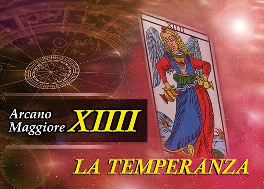 Carta dei Tarocchi: La Temperanza, simbolo di equilibrio e moderazione.