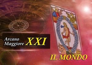 Carta dei Tarocchi Il Mondo, simbolo di completezza e realizzazione spirituale.