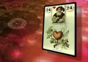 Sibilla con cuore simbolico, interpretazione delle carte d'amore e sentimenti.