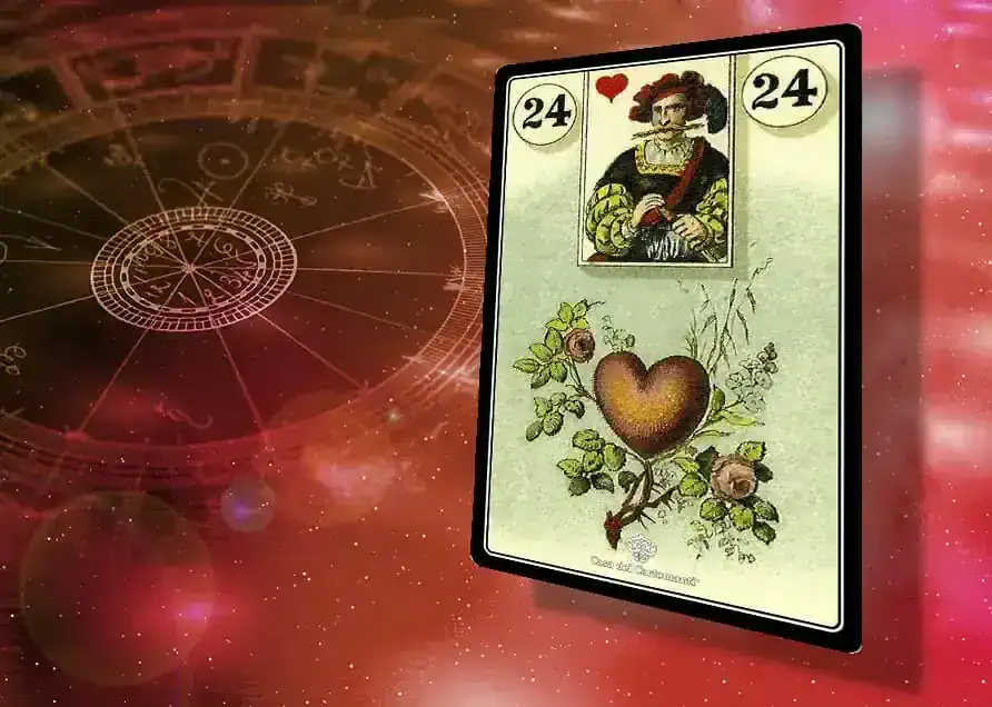 Sibilla con cuore simbolico, interpretazione delle carte d'amore e sentimenti.