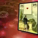 Gentiluomo con carta 28 delle Sibille, simbolo di eleganza e raffinatezza.
