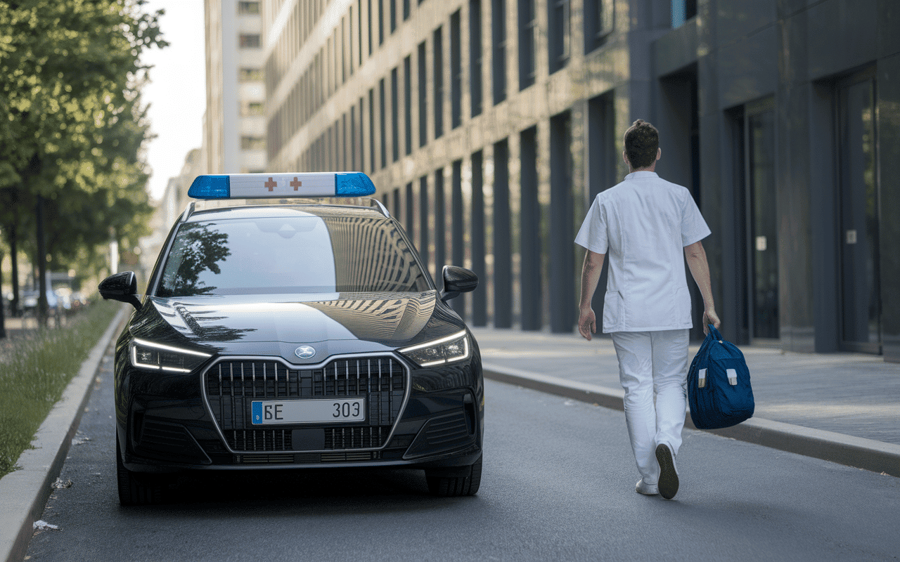 Voiture infirmier avec caducée, professionnel de santé