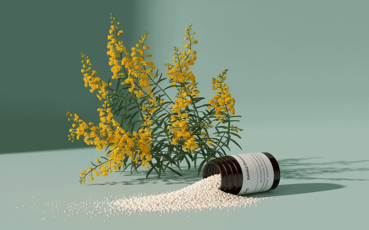Détail tube Gelsemium 9CH avec granules et jasmin