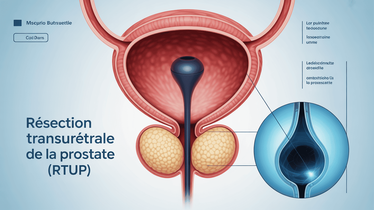 Schéma RTUP - appareil endoscopique dans urètre prostatique