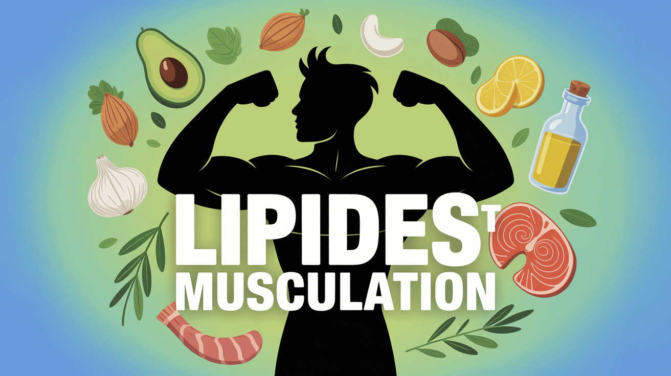 Illustration lipides musculation et aliments sains