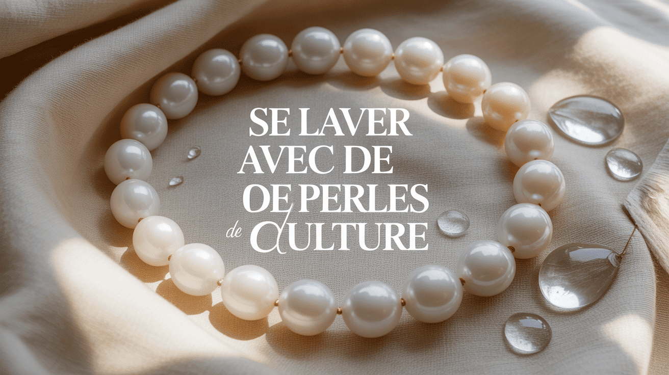 peut on se laver avec des perles de culture gros plan collier perles gouttes eau