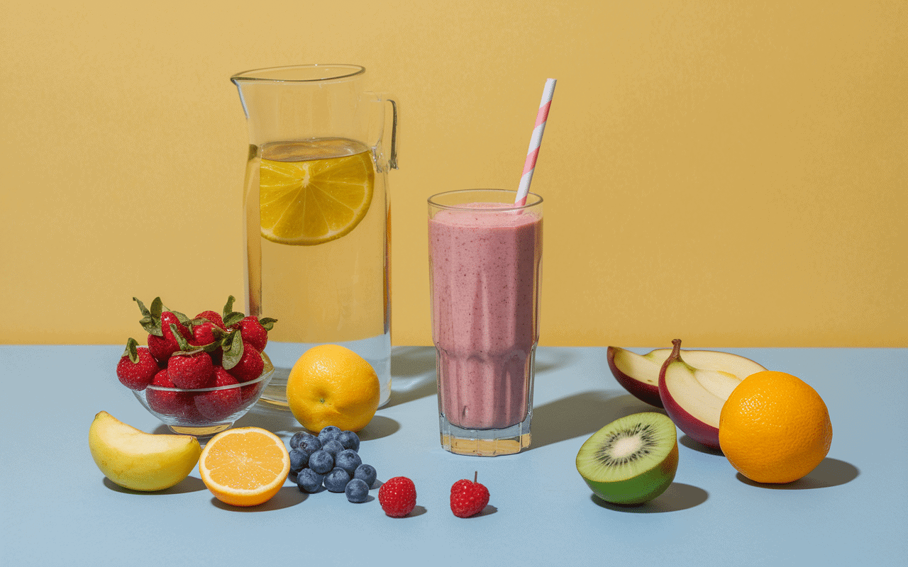 verre aloe simply smoothie doseur sur table