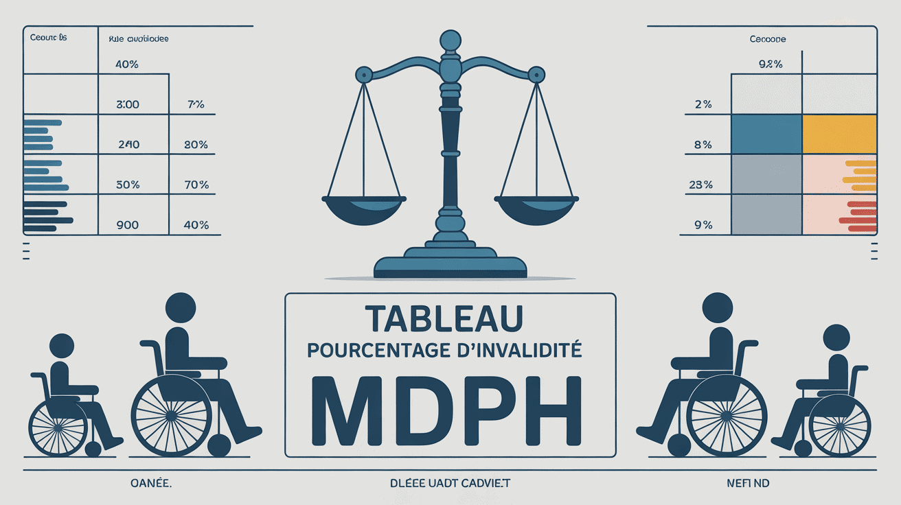 Tableau pourcentage d'invalidité MDPH sur document officiel