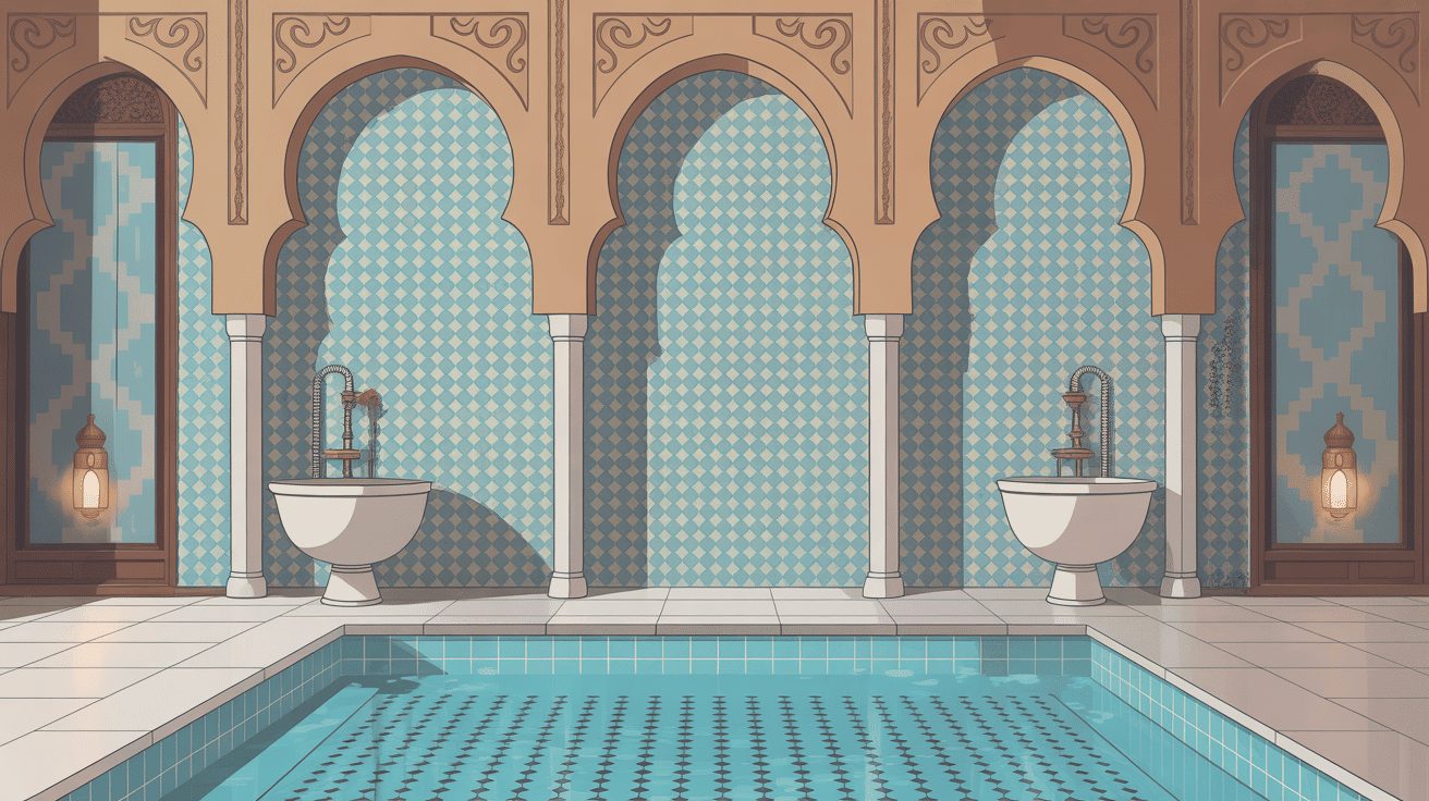 Intérieur hammam Marseille mosaïques décor oriental