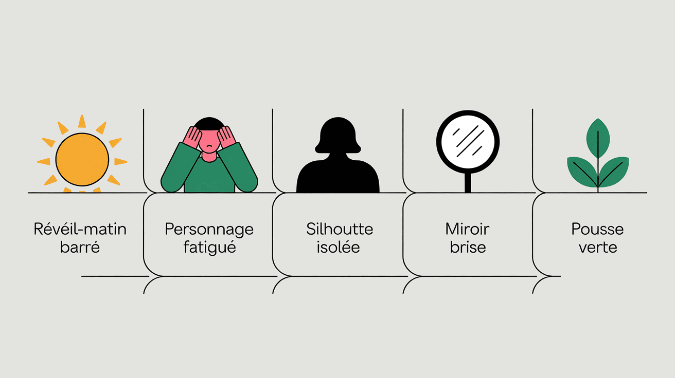 Diagramme visuel des 5 phases de la dépression