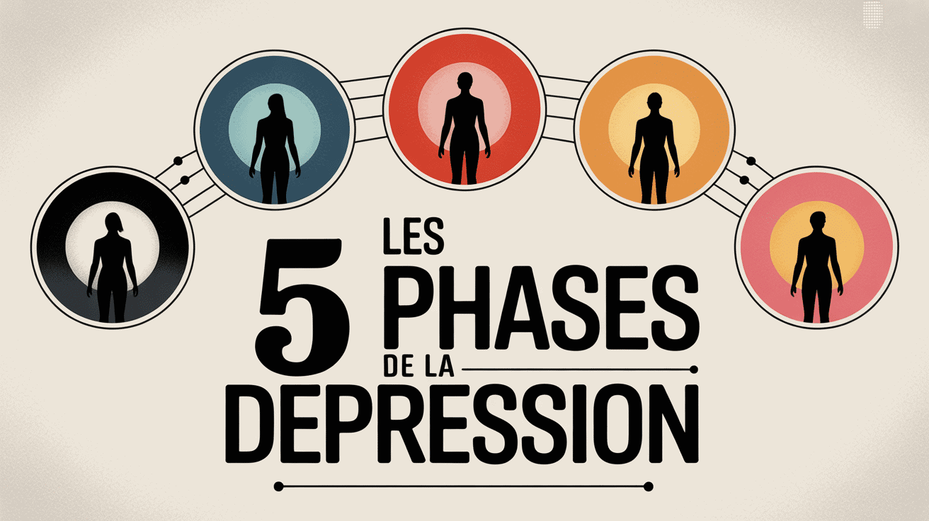 Infographie des 5 phases de la dépression cercle connecté